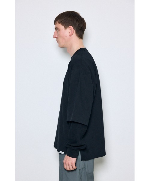 AZUL by moussy(アズールバイマウジー)の「ワッフルレイヤードロンTEE(Tシャツ/カットソー・メンズ・オフホワイト/ブラック/ライトグレー・MEDIUM/LARGE)」の21枚目の写真