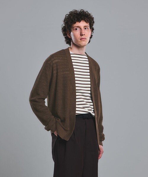 green label relaxing（グリーンレーベルリラクシング）の「リネン アゼ イージーカーディガン（カーディガン/ボレロ・メンズ・ライトブルー/ライトグレー/ブラック/ブラウン・L/M/S/XL）」の3枚目の写真