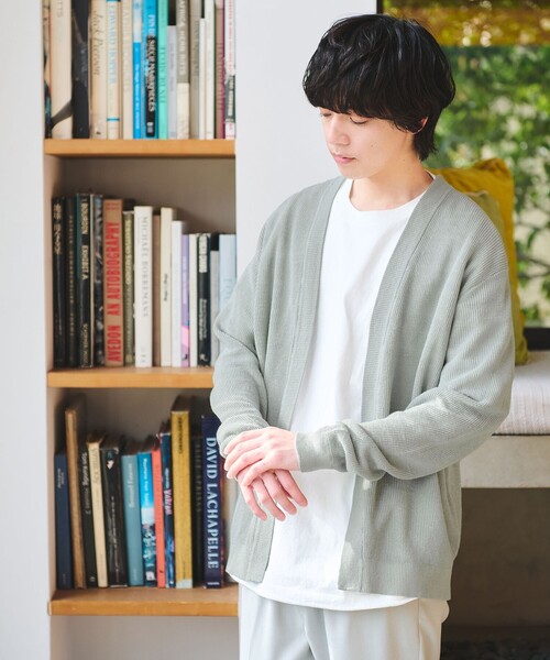 green label relaxing（グリーンレーベルリラクシング）の「リネン アゼ イージーカーディガン（カーディガン/ボレロ・メンズ・ライトブルー/ライトグレー/ブラック/ブラウン・L/M/S/XL）」の2枚目の写真