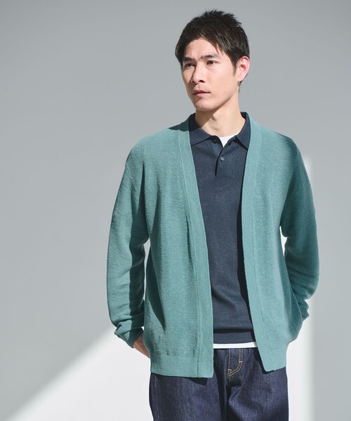 green label relaxing（グリーンレーベルリラクシング）の「リネン アゼ イージーカーディガン（カーディガン/ボレロ・メンズ・ライトブルー/ライトグレー/ブラック/ブラウン・L/M/S/XL）」の4枚目の写真