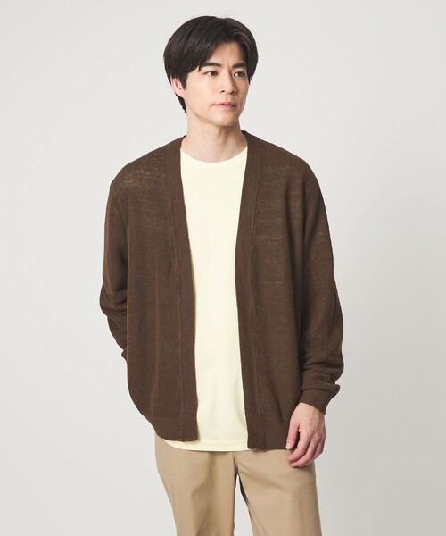 green label relaxing（グリーンレーベルリラクシング）の「リネン アゼ イージーカーディガン（カーディガン/ボレロ・メンズ・ライトブルー/ライトグレー/ブラック/ブラウン・L/M/S/XL）」の5枚目の写真