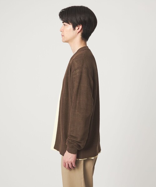 green label relaxing（グリーンレーベルリラクシング）の「リネン アゼ イージーカーディガン（カーディガン/ボレロ・メンズ・ライトブルー/ライトグレー/ブラック/ブラウン・L/M/S/XL）」の8枚目の写真