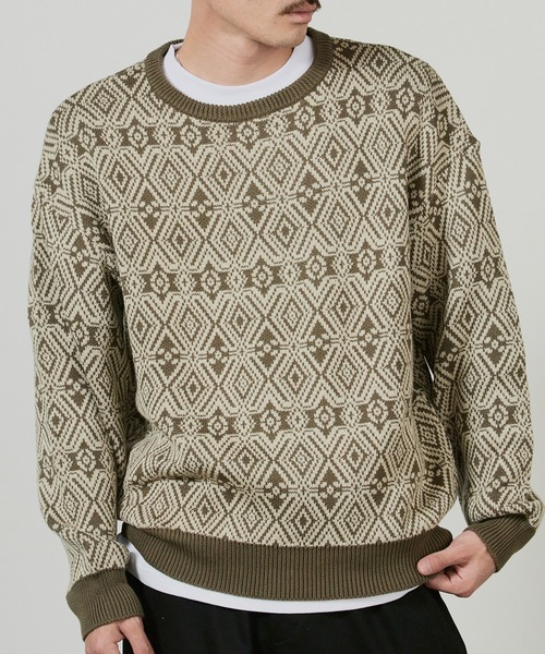 superNova.(スーパーノヴァ)の「superNova. Hexagram knit pullover / SN-106B(ニット/セーター・メンズ・オリーブ・M/S)」の1枚目の写真