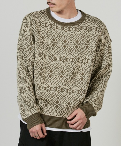 superNova.(スーパーノヴァ)の「superNova. Hexagram knit pullover / SN-106B(ニット/セーター・メンズ・オリーブ・M/S)」の2枚目の写真