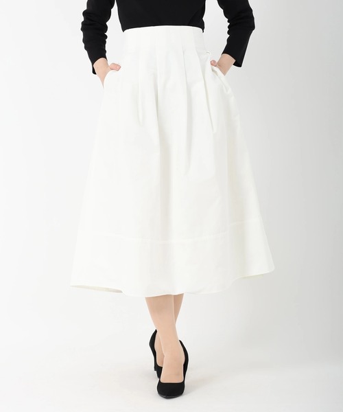 STRAWBERRY-FIELDS(ストロベリーフィールズ)の「T/Cグログラン(スカート・レディース・オフホワイト/ライトカーキ/ブラック・2)」の1枚目の写真