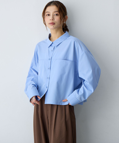 anyfee(エニフィー)の「【anyfee/大きいサイズ】ショート丈シャツ(2026SS)(シャツ/ブラウス・レディース・ネイビー/ブルー・LL/5L/4L/3L)」の3枚目の写真