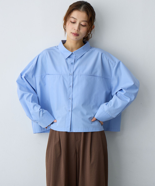 anyfee(エニフィー)の「【anyfee/大きいサイズ】ショート丈シャツ(2026SS)(シャツ/ブラウス・レディース・ネイビー/ブルー・LL/5L/4L/3L)」の4枚目の写真