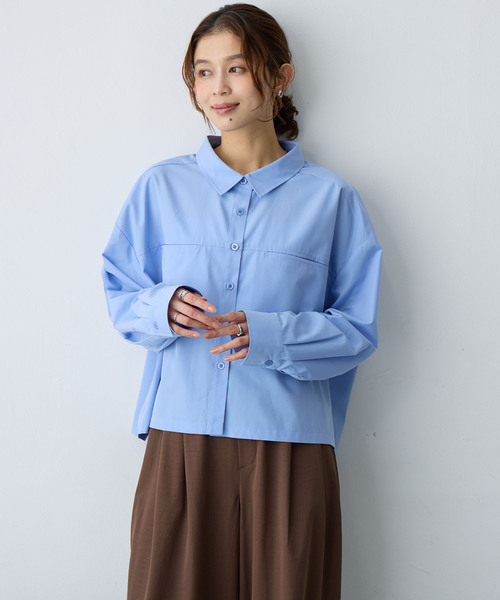 anyfee(エニフィー)の「【anyfee/大きいサイズ】ショート丈シャツ(2026SS)(シャツ/ブラウス・レディース・ネイビー/ブルー・LL/5L/4L/3L)」の5枚目の写真