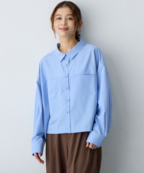 anyfee(エニフィー)の「【anyfee/大きいサイズ】ショート丈シャツ(2026SS)(シャツ/ブラウス・レディース・ネイビー/ブルー・LL/5L/4L/3L)」の6枚目の写真
