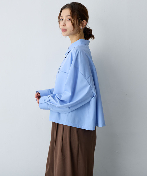 anyfee(エニフィー)の「【anyfee/大きいサイズ】ショート丈シャツ(2026SS)(シャツ/ブラウス・レディース・ネイビー/ブルー・LL/5L/4L/3L)」の7枚目の写真