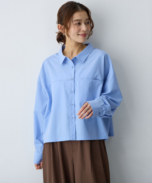 anyfee(エニフィー)の「【anyfee/大きいサイズ】ショート丈シャツ(2026SS)(シャツ/ブラウス・レディース・ネイビー/ブルー・LL/5L/4L/3L)」の9枚目の写真