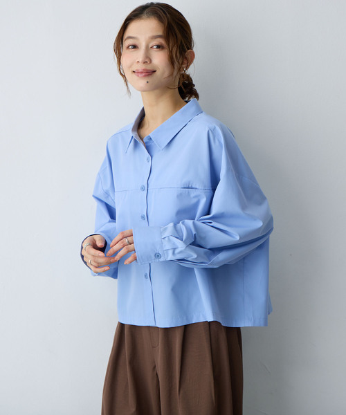 anyfee(エニフィー)の「【anyfee/大きいサイズ】ショート丈シャツ(2026SS)(シャツ/ブラウス・レディース・ネイビー/ブルー・LL/5L/4L/3L)」の10枚目の写真