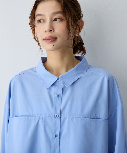 anyfee(エニフィー)の「【anyfee/大きいサイズ】ショート丈シャツ(2026SS)(シャツ/ブラウス・レディース・ネイビー/ブルー・LL/5L/4L/3L)」の12枚目の写真