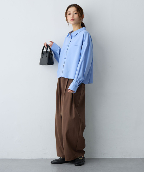anyfee(エニフィー)の「【anyfee/大きいサイズ】ショート丈シャツ(2026SS)(シャツ/ブラウス・レディース・ネイビー/ブルー・LL/5L/4L/3L)」の14枚目の写真