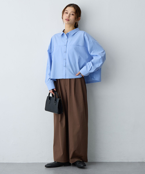 anyfee(エニフィー)の「【anyfee/大きいサイズ】ショート丈シャツ(2026SS)(シャツ/ブラウス・レディース・ネイビー/ブルー・LL/5L/4L/3L)」の15枚目の写真