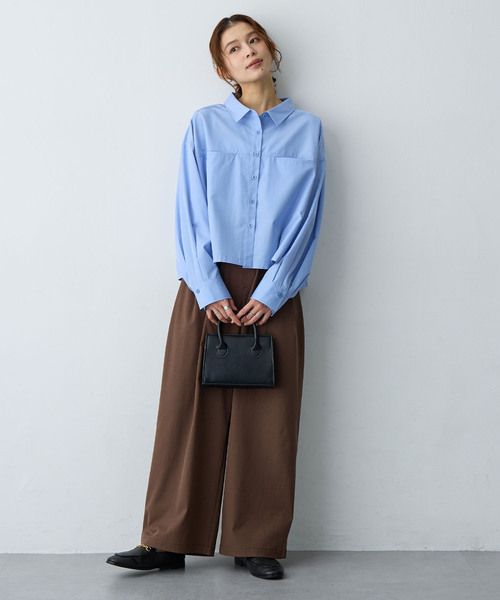 anyfee(エニフィー)の「【anyfee/大きいサイズ】ショート丈シャツ(2026SS)(シャツ/ブラウス・レディース・ネイビー/ブルー・LL/5L/4L/3L)」の18枚目の写真