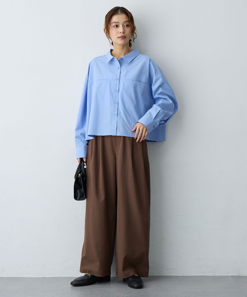 anyfee(エニフィー)の「【anyfee/大きいサイズ】ショート丈シャツ(2026SS)(シャツ/ブラウス・レディース・ネイビー/ブルー・LL/5L/4L/3L)」の19枚目の写真