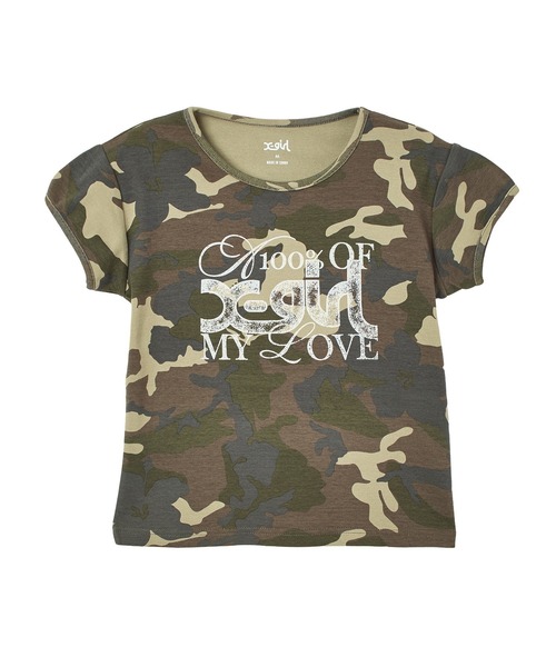 X-girl(エックスガール)の「GRUNGE FONT MIX LOGO S/S BABY TEE(Tシャツ/カットソー・レディース・ブラック/ホワイト/カモフラージュ・S/M)」の8枚目の写真