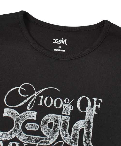 X-girl(エックスガール)の「GRUNGE FONT MIX LOGO S/S BABY TEE(Tシャツ/カットソー・レディース・ブラック/ホワイト/カモフラージュ・S/M)」の10枚目の写真