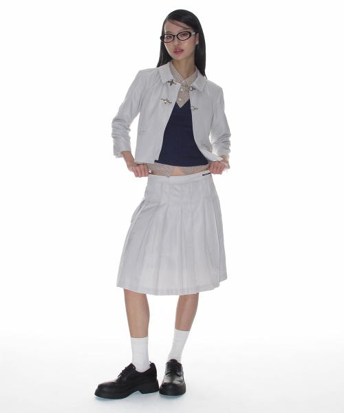 CRANK(クランク)の「ペアードプリーツミディスカート_ベージュグレー(スカート・レディース・その他・SMALL/MEDIUM)」の1枚目の写真