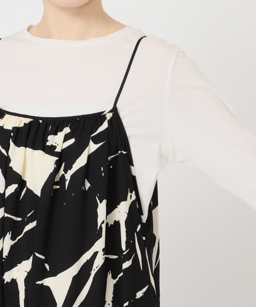 B.C STOCK(ベーセーストック)の「ウォッシャブル / トーナルプリントレイヤーキャミワンピース(ワンピース・レディース・ブラック/ベージュ・FREE)」の16枚目の写真