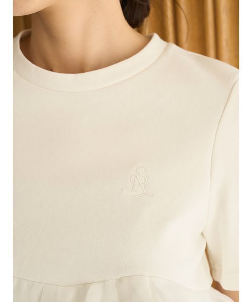 SNIDEL（スナイデル）の「【WEB限定カラーあり】ボリュームペプラムドッキングカットプルオーバー（Tシャツ/カットソー・レディース・ドット/ホワイト/ピンク/ブラック・F）」の9枚目の写真