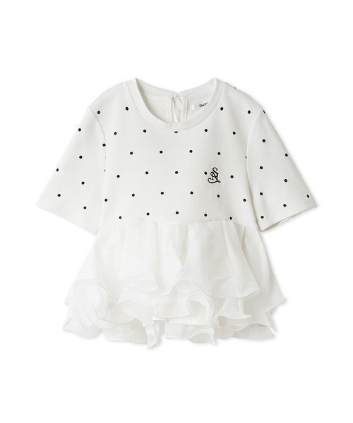 SNIDEL（スナイデル）の「【WEB限定カラーあり】ボリュームペプラムドッキングカットプルオーバー（Tシャツ/カットソー・レディース・ドット/ホワイト/ピンク/ブラック・F）」の15枚目の写真