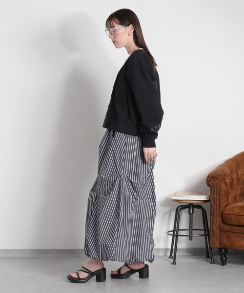 cepo（セポ）の「配色ライン&生地切り替え コットンカーディガン（カーディガン/ボレロ・レディース・オフホワイト/グレー/ブラック・M）」の21枚目の写真