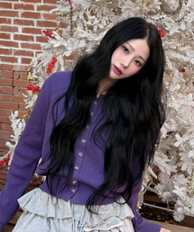 DAUSPICE（ディーオスピス）の「(DUC) Cropped round-neck knit cardigan Purple（カーディガン/ボレロ）」