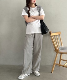 ストライプストレートパンツ 楽々パンツ ルームウェア