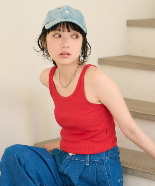 FREAK'S STORE(フリークスストア)の「コットンモダール リブタンクトップ(Tシャツ/カットソー・レディース・ホワイト/ブラウン/ピンク/レッド/ブラック・フリ-)」の5枚目の写真