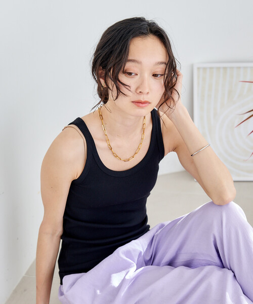 FREAK'S STORE(フリークスストア)の「コットンモダール リブタンクトップ(Tシャツ/カットソー・レディース・ホワイト/ブラウン/ピンク/レッド/ブラック・フリ-)」の20枚目の写真