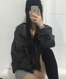 CHICKS（チックス）の「シェルオーバーウィンドブレーカー チャコール（ナイロンジャケット）」