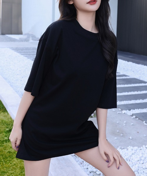 Flugge(フラッジー)の「シンプルオーバーTシャツ(Tシャツ/カットソー・レディース・ホワイト/ブラック・FREE)」の4枚目の写真