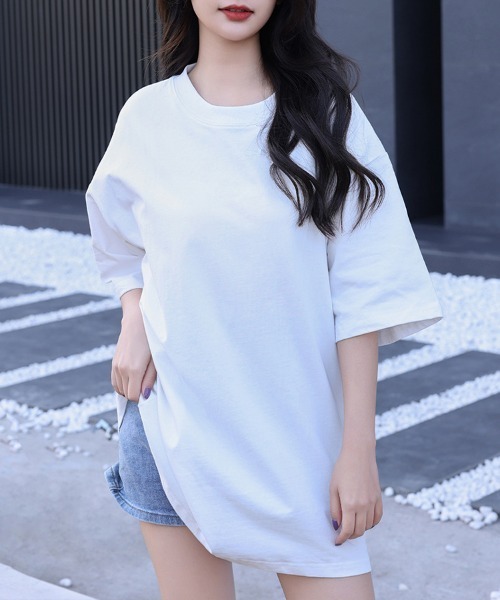 Flugge(フラッジー)の「シンプルオーバーTシャツ(Tシャツ/カットソー・レディース・ホワイト/ブラック・FREE)」の5枚目の写真