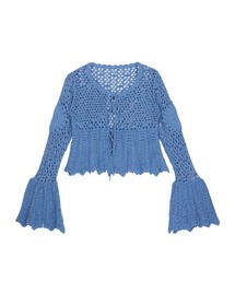 Ameri（アメリ）の「LADY CROCHET PEPLUM KNIT TOP（カーディガン/ボレロ）」