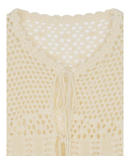 Ameri(アメリ)の「LADY CROCHET PEPLUM KNIT TOP(カーディガン/ボレロ・レディース・ライトブルー/ブラック/アイボリー・FREE)」の10枚目の写真