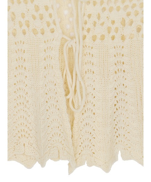 Ameri(アメリ)の「LADY CROCHET PEPLUM KNIT TOP(カーディガン/ボレロ・レディース・ライトブルー/ブラック/アイボリー・FREE)」の8枚目の写真