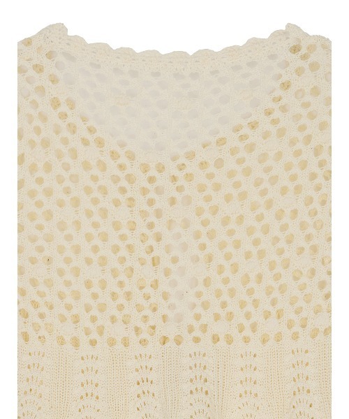 Ameri(アメリ)の「LADY CROCHET PEPLUM KNIT TOP(カーディガン/ボレロ・レディース・ライトブルー/ブラック/アイボリー・FREE)」の6枚目の写真