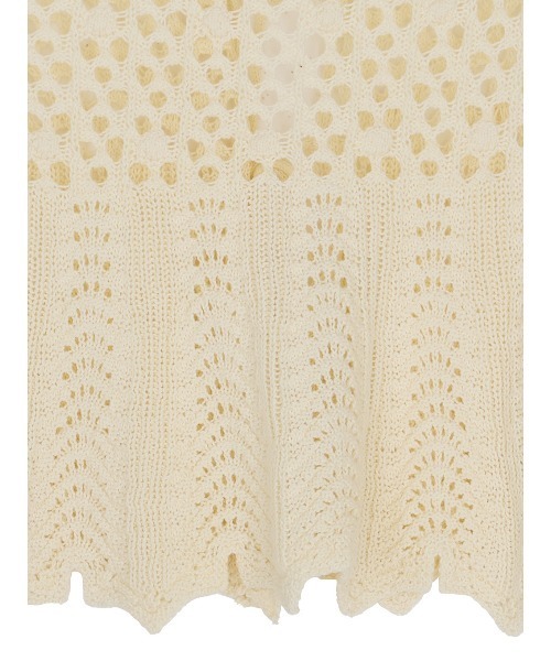 Ameri(アメリ)の「LADY CROCHET PEPLUM KNIT TOP(カーディガン/ボレロ・レディース・ライトブルー/ブラック/アイボリー・FREE)」の4枚目の写真