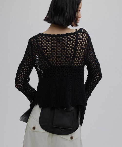 Ameri(アメリ)の「LADY CROCHET PEPLUM KNIT TOP(カーディガン/ボレロ・レディース・ライトブルー/ブラック/アイボリー・FREE)」の16枚目の写真