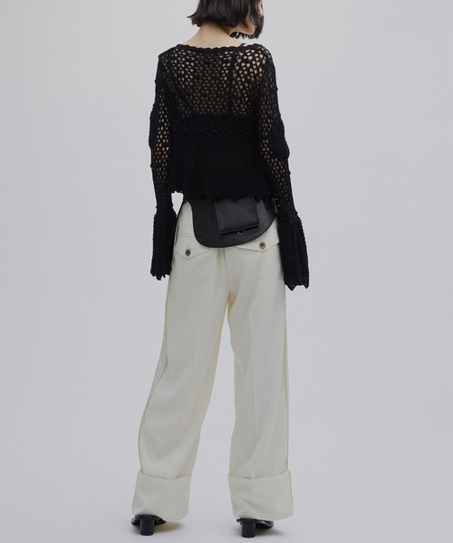 Ameri(アメリ)の「LADY CROCHET PEPLUM KNIT TOP(カーディガン/ボレロ・レディース・ライトブルー/ブラック/アイボリー・FREE)」の14枚目の写真