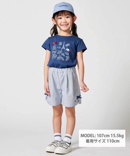 BeBe(ベベ)の「PARISおでかけプリント天竺半袖Tシャツ(Tシャツ/カットソー・キッズ・ネイビー/ホワイト・120cm/110cm/130cm/140cm/150cm)」の3枚目の写真