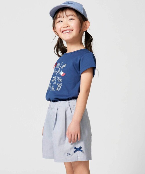 BeBe(ベベ)の「PARISおでかけプリント天竺半袖Tシャツ(Tシャツ/カットソー・キッズ・ネイビー/ホワイト・120cm/110cm/130cm/140cm/150cm)」の4枚目の写真