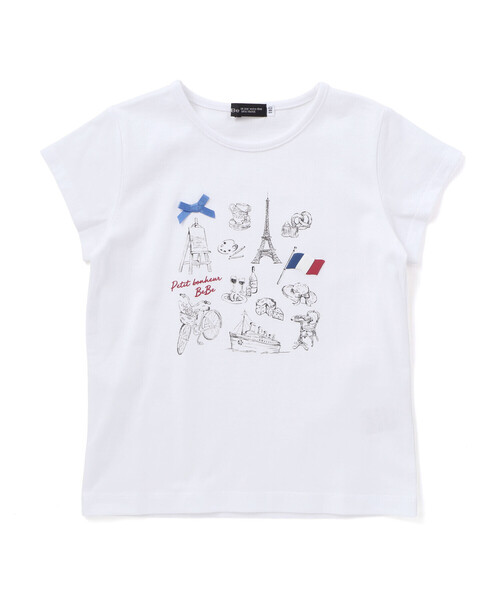 BeBe(ベベ)の「PARISおでかけプリント天竺半袖Tシャツ(Tシャツ/カットソー・キッズ・ネイビー/ホワイト・120cm/110cm/130cm/140cm/150cm)」の7枚目の写真