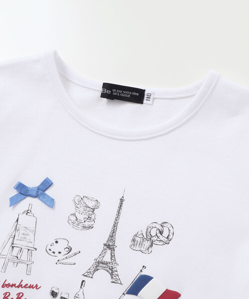 BeBe(ベベ)の「PARISおでかけプリント天竺半袖Tシャツ(Tシャツ/カットソー・キッズ・ネイビー/ホワイト・120cm/110cm/130cm/140cm/150cm)」の9枚目の写真