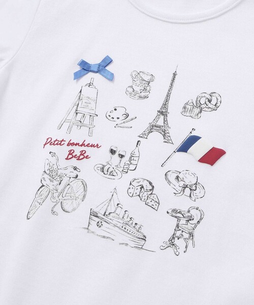BeBe(ベベ)の「PARISおでかけプリント天竺半袖Tシャツ(Tシャツ/カットソー・キッズ・ネイビー/ホワイト・120cm/110cm/130cm/140cm/150cm)」の10枚目の写真
