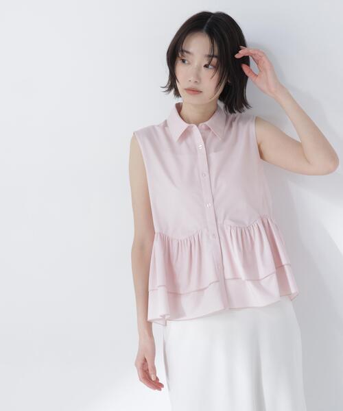 NATURAL BEAUTY BASIC(ナチュラルビューティーベーシック)の「ティアードペプラムシャツ(シャツ/ブラウス・レディース・ブラック/ブルー/オフホワイト/ピンク・MEDIUM/SMALL)」の4枚目の写真