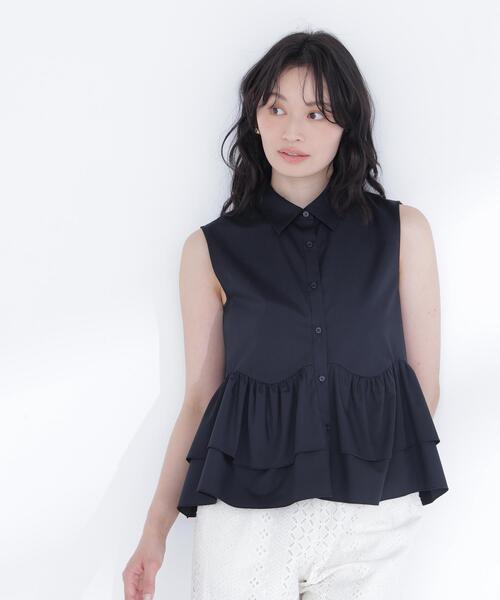 NATURAL BEAUTY BASIC(ナチュラルビューティーベーシック)の「ティアードペプラムシャツ(シャツ/ブラウス・レディース・ブラック/ブルー/オフホワイト/ピンク・MEDIUM/SMALL)」の11枚目の写真