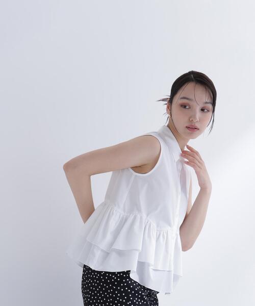 NATURAL BEAUTY BASIC(ナチュラルビューティーベーシック)の「ティアードペプラムシャツ(シャツ/ブラウス・レディース・ブラック/ブルー/オフホワイト/ピンク・MEDIUM/SMALL)」の16枚目の写真